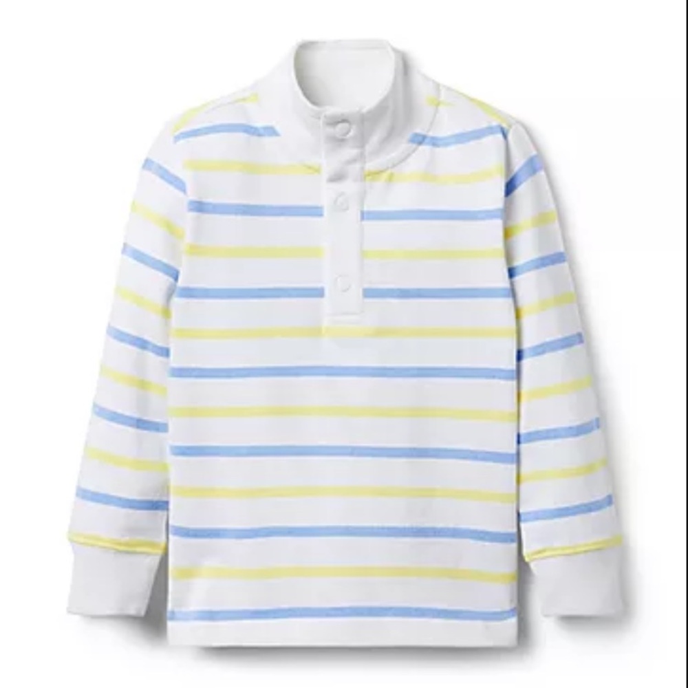 Janie and Jack Blue and Yellow Striped Quarter Snap Shirt